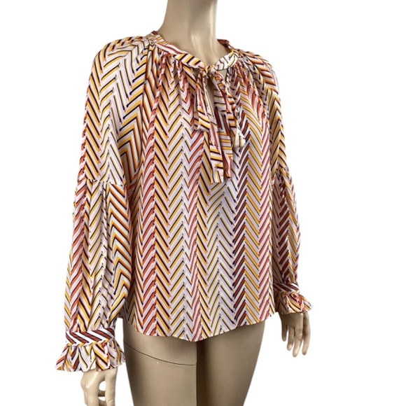 Anthropologie Marie Oliver Christienne Silk Peasant Blouse Top Size XS Orange - Picture 5 of 11